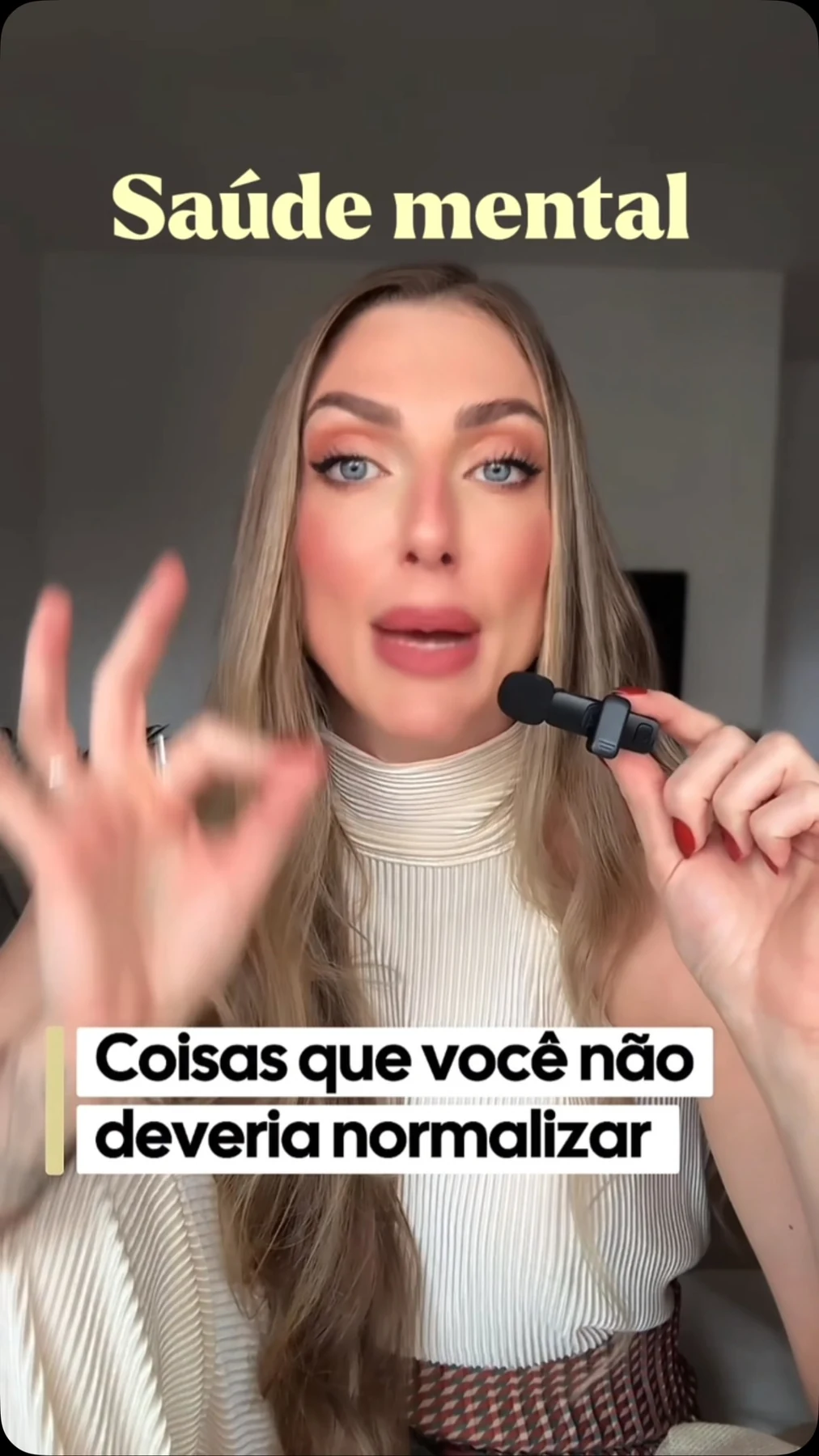 Marieli Sbardelotto falando com a câmera em conteúdo sobre saúde mental
